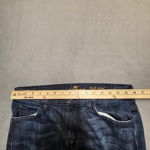 7 For All Mankind Jeans Womans 31 Blue High Waist Boot Cut Distressed Denim - Picture 10 of 12